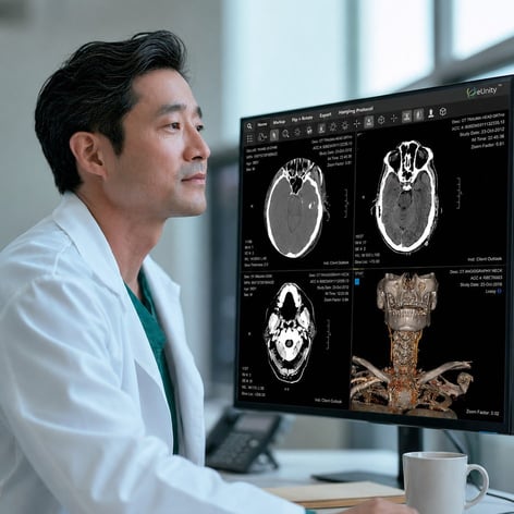 Radiologist reviewing a cross-sectional study in eUnity.