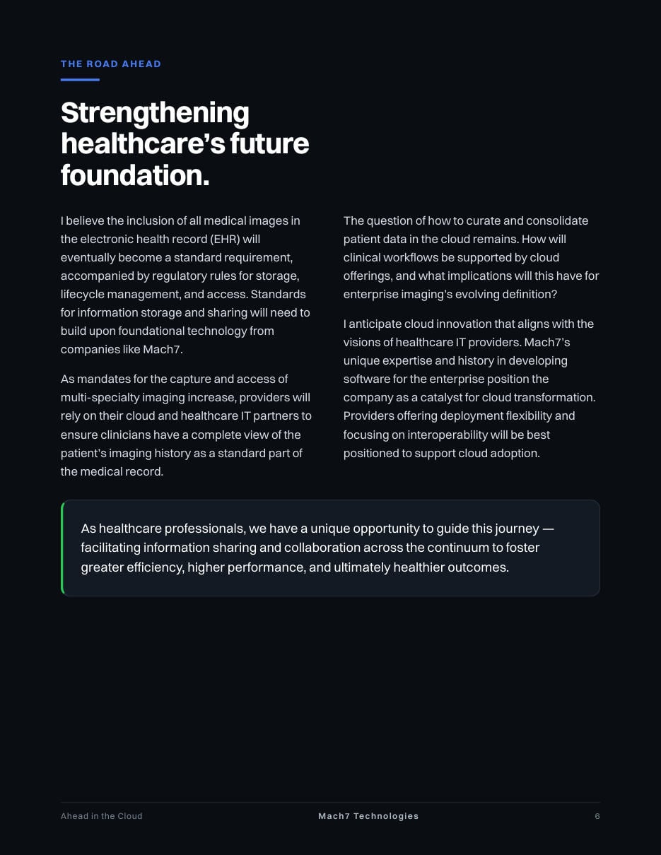 Ahead in the Cloud, page 6: Strengthening the future foundation