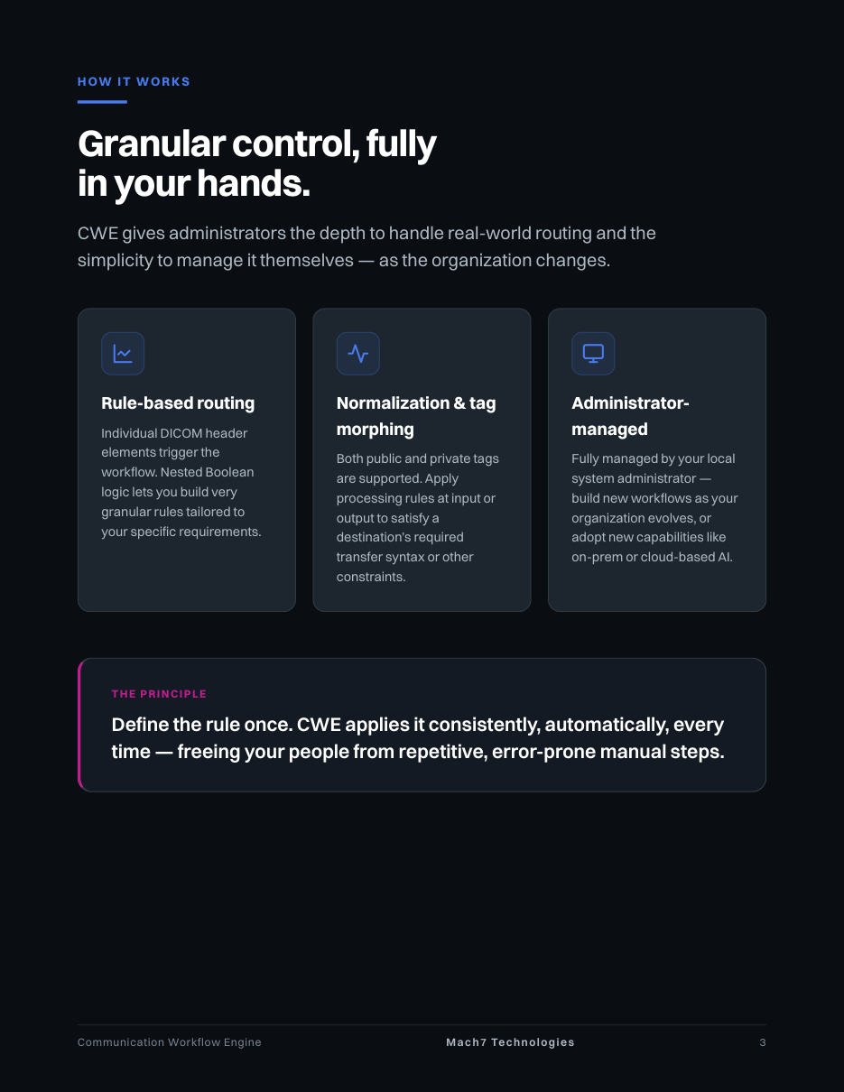 Mach7 Communication Workflow Engine, page 3: Granular control