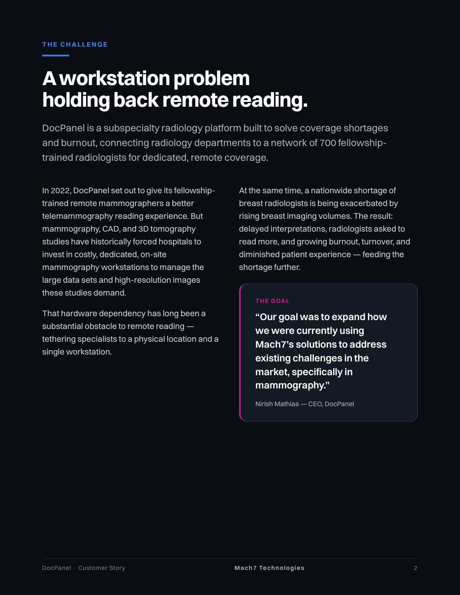 DocPanel customer story, page 2: The challenge