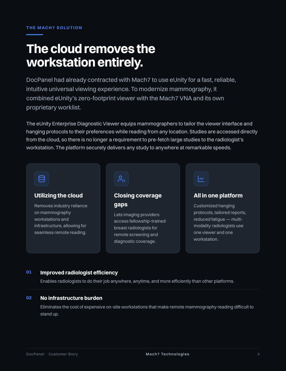DocPanel customer story, page 3: The Mach7 solution