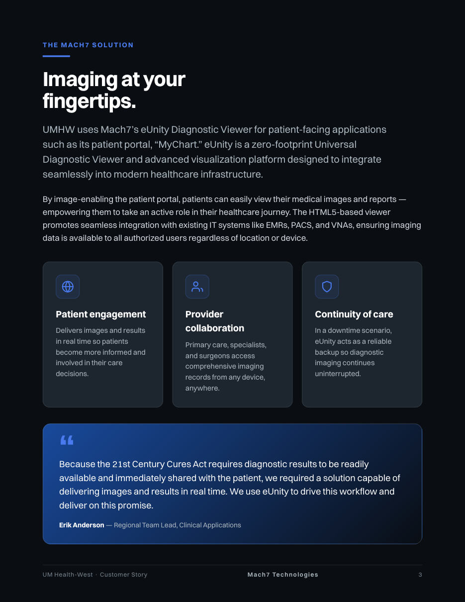 University of Michigan Health-West customer story, page 3: Imaging at your fingertips