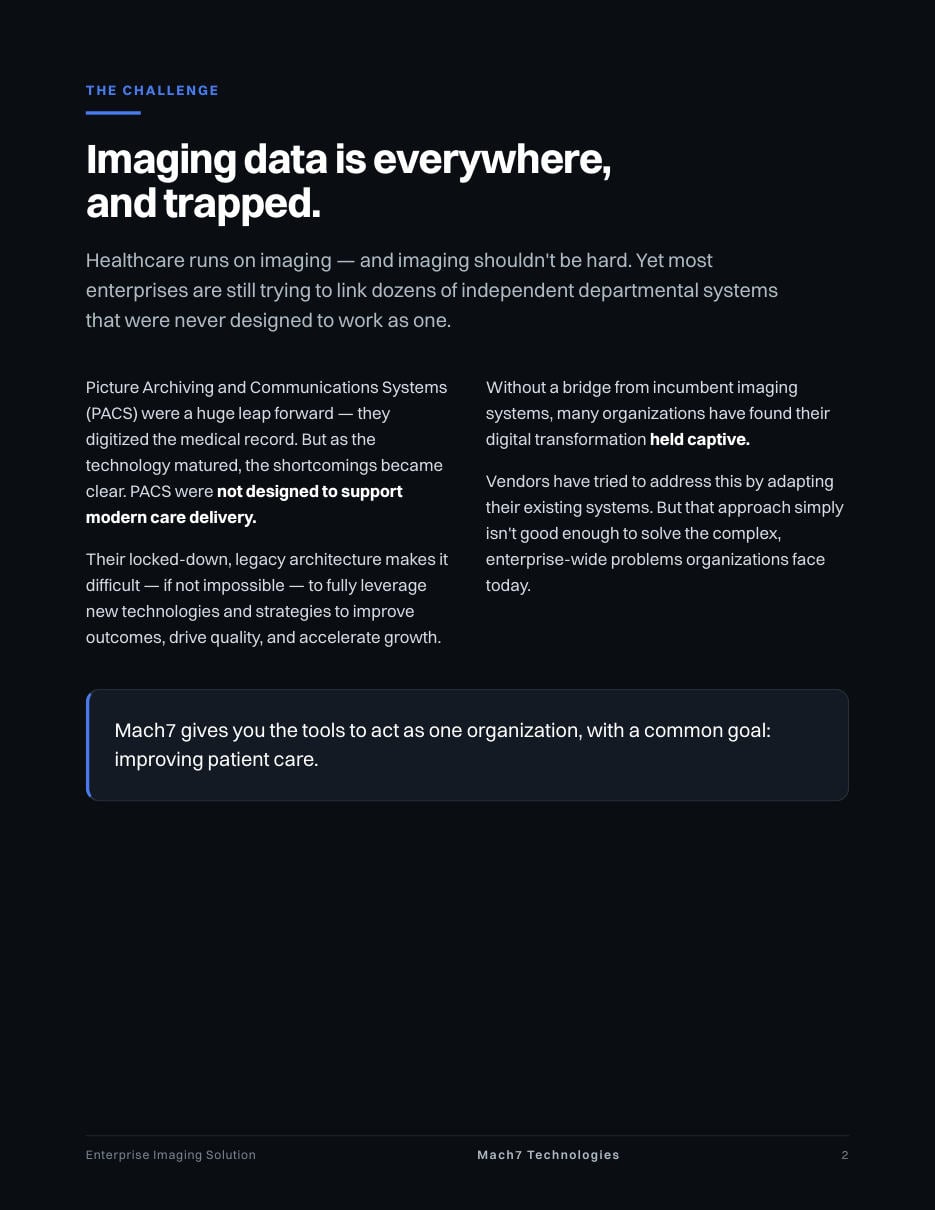 Mach7 Enterprise Imaging Solution, page 2: The challenge