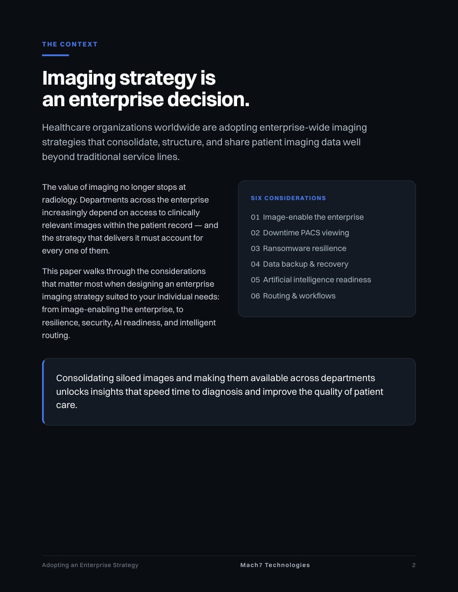 Adopting an Enterprise Strategy: Considerations Beyond Radiology, page 2: The context