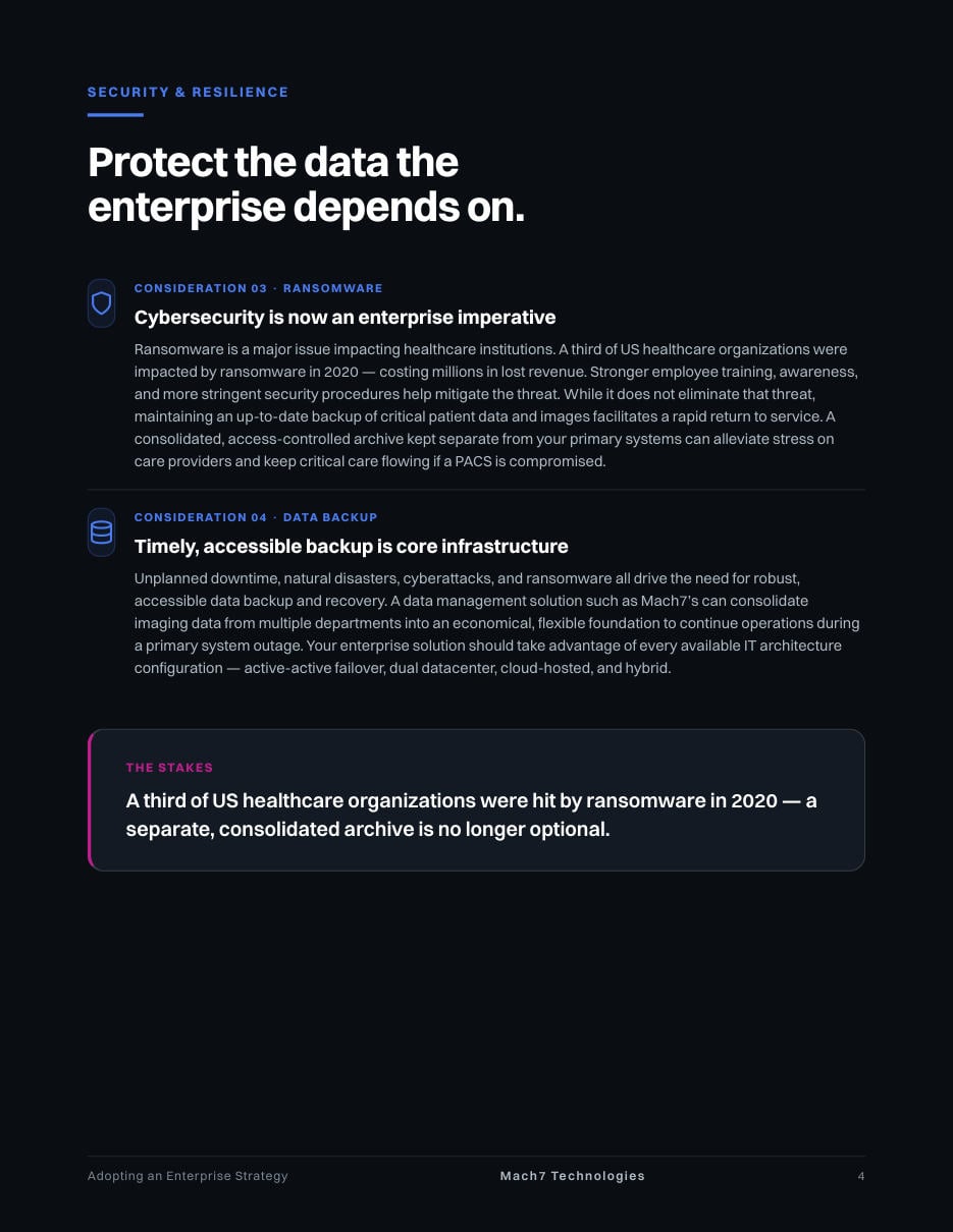 Adopting an Enterprise Strategy: Considerations Beyond Radiology, page 4: Security and resilience