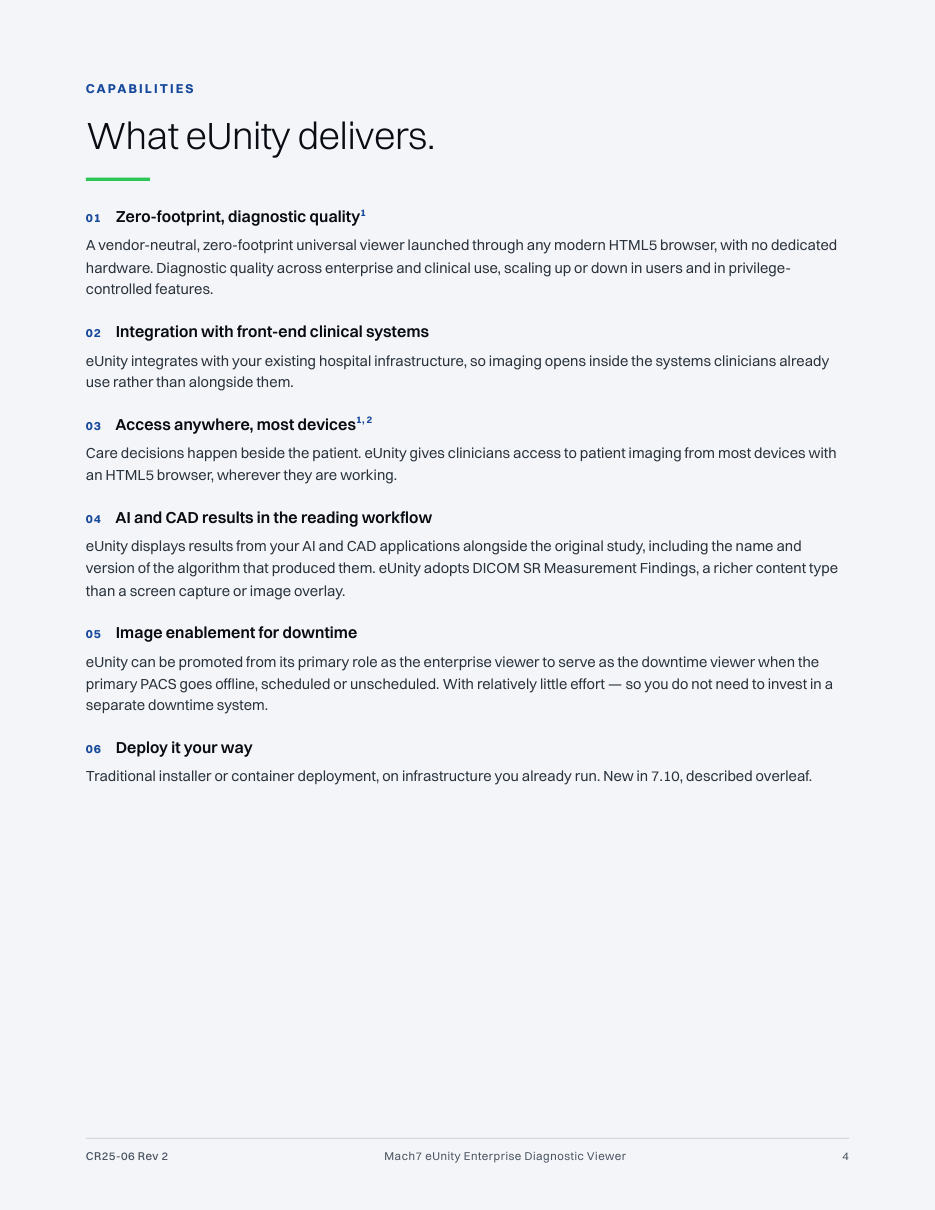 eUnity Enterprise Diagnostic Viewer, page 4: What eUnity delivers