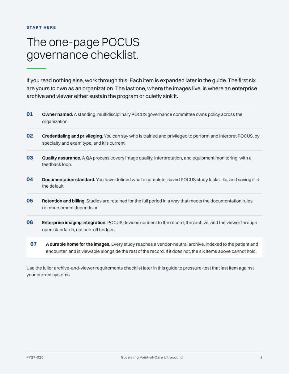 The one-page POCUS governance checklist