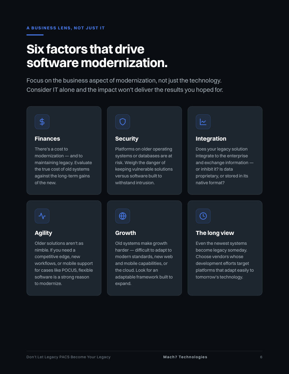 Don't Let Legacy PACS Become Your Legacy, page 6: Six factors that drive modernization