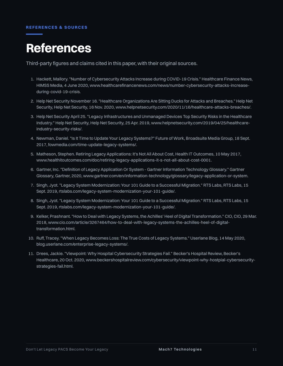 Don't Let Legacy PACS Become Your Legacy, page 12: References and sources