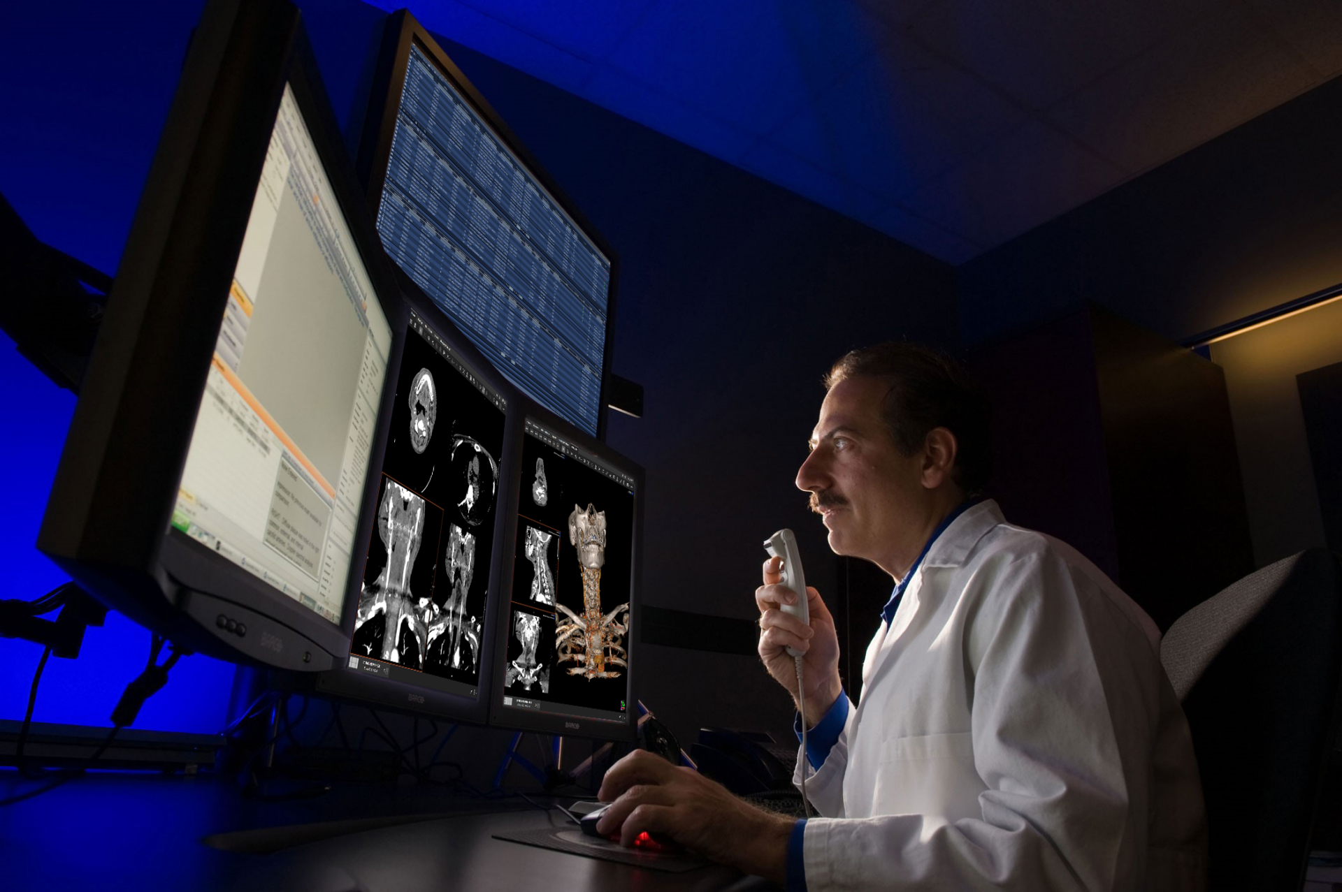 Radiologist doing primary interpretation on medical imaging studies.